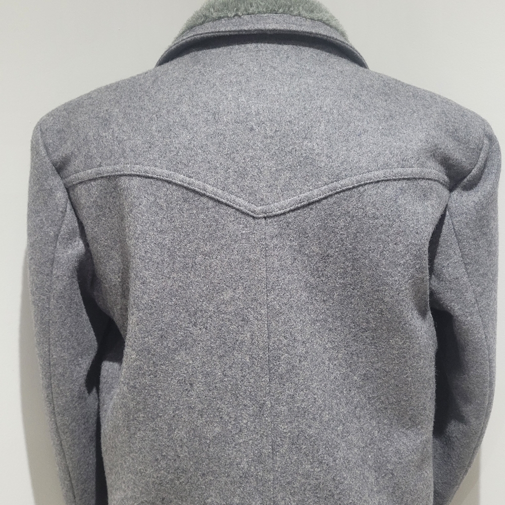 Wm H Leishman Men's Vintage Single Breasted Wool Winter Coat Size 44 Gray Lined - Picture 8 of 12